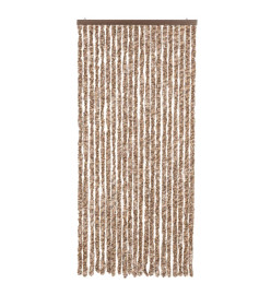 Rideau anti-mouches beige et marron foncé 100x220 cm chenille