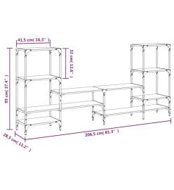 Meuble TV chêne sonoma 206,5x28,5x95 cm bois d'ingénierie