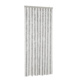 Rideau anti-mouches gris clair et blanc 100x220 cm chenille