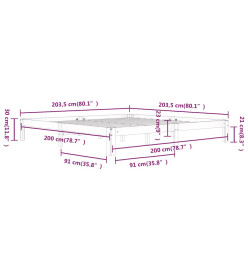 Cadre de lit Blanc Bois de pin massif 200x200 cm