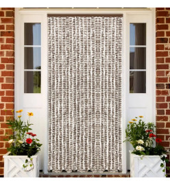 Rideau anti-mouches taupe et blanc 100x230 cm chenille