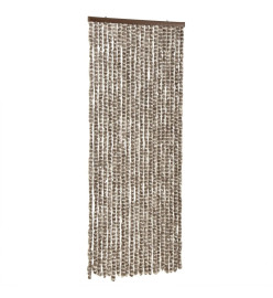 Rideau anti-mouches taupe et blanc 100x230 cm chenille