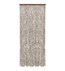 Rideau anti-mouches taupe et blanc 90x200 cm chenille