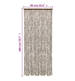 Rideau anti-mouches taupe et blanc 90x200 cm chenille