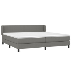 Lit à sommier tapissier avec matelas Gris foncé 200x200cm Tissu