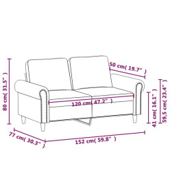 Canapé à 2 places Crème 120 cm Velours