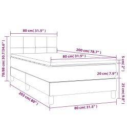 Lit à sommier tapissier et matelas Noir 80x200 cm Velours