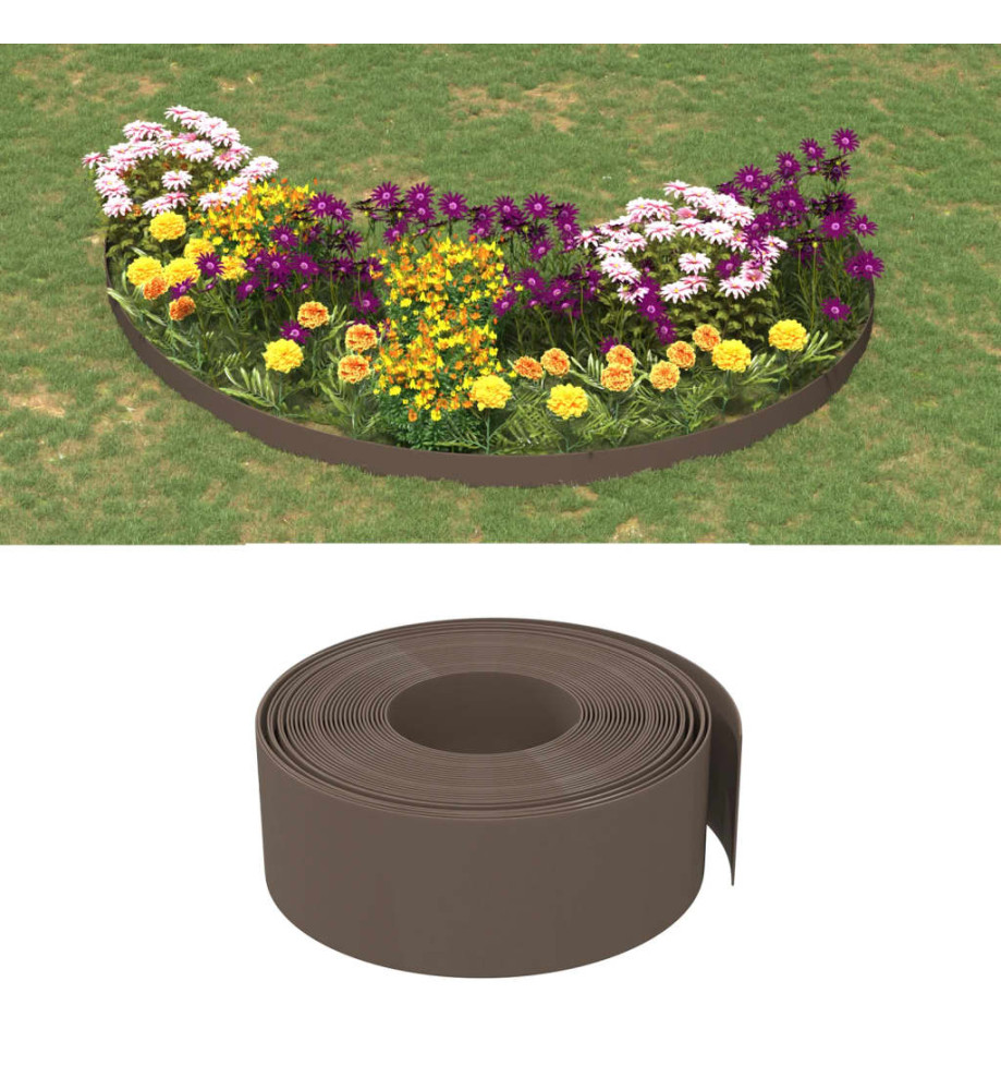 Bordures de jardin 4 pcs marron 10 m 20 cm polyéthylène