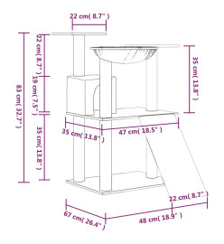 Arbre à chat avec griffoirs en sisal Crème 83 cm