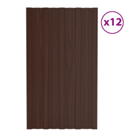 Panneaux de toiture 12 pcs Acier galvanisé Marron 80x45 cm