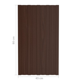 Panneaux de toiture 12 pcs Acier galvanisé Marron 80x45 cm