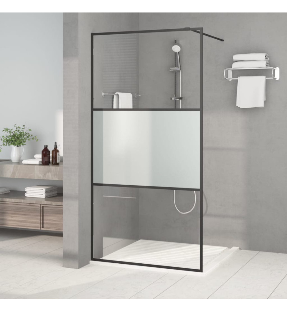 Paroi de douche Noir 100x195 cm Verre ESG demi-dépoli