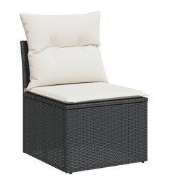 Salon de jardin 7 pcs avec coussins noir résine tressée