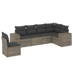 Salon de jardin 6 pcs avec coussins gris résine tressée