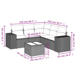 Salon de jardin avec coussins 6 pcs beige résine tressée