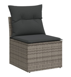 Salon de jardin 6 pcs avec coussins gris résine tressée