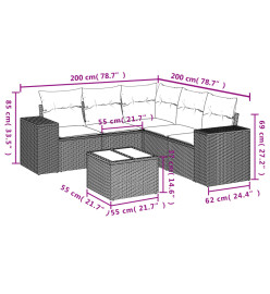 Salon de jardin avec coussins 6 pcs beige résine tressée