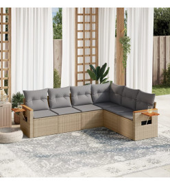 Salon de jardin avec coussins 6 pcs beige résine tressée