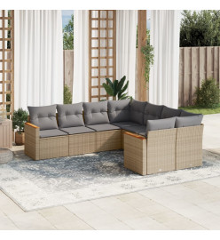 Salon de jardin avec coussins 8 pcs beige résine tressée