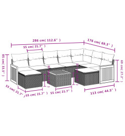 Salon de jardin avec coussins 10 pcs beige résine tressée