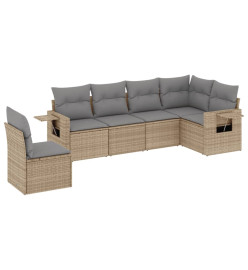 Salon de jardin avec coussins 6 pcs beige résine tressée