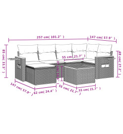 Salon de jardin avec coussins 7 pcs beige résine tressée