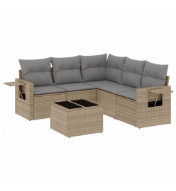 Salon de jardin avec coussins 6 pcs beige résine tressée