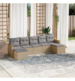Salon de jardin avec coussins 7 pcs beige résine tressée