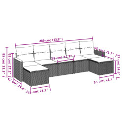 Salon de jardin avec coussins 7 pcs beige résine tressée