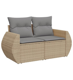 Salon de jardin avec coussins 7 pcs beige résine tressée