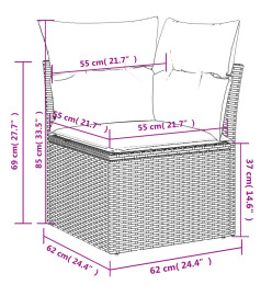 Salon de jardin avec coussins 7 pcs beige résine tressée