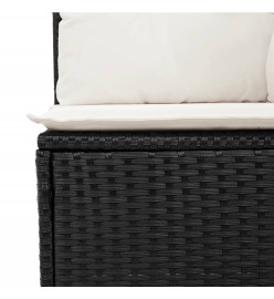 Salon de jardin 8 pcs avec coussins noir résine tressée