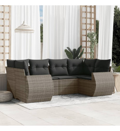 Salon de jardin 6 pcs avec coussins gris résine tressée