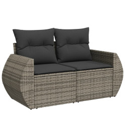 Salon de jardin avec coussins 7 pcs gris résine tressée