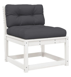 Salon de jardin 6 pcs avec coussins blanc bois massif de pin