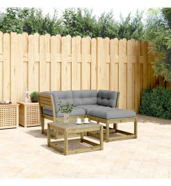 Salon de jardin 3 pcs avec coussins bois de pin imprégné