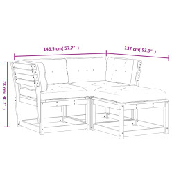 Salon de jardin 3 pcs avec coussins bois de pin imprégné