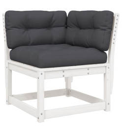 Salon de jardin 5 pcs avec coussins blanc bois massif de pin