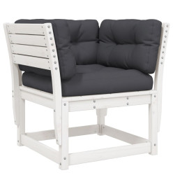 Salon de jardin 5 pcs avec coussins blanc bois massif de pin