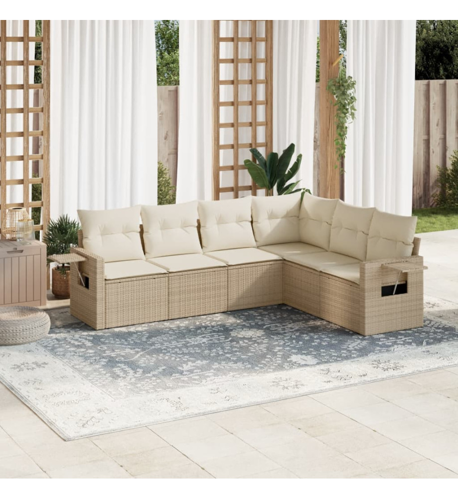 Salon de jardin avec coussins 6 pcs beige résine tressée Salon de jardin avec coussins 6 pcs beige résine tressée
