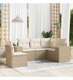 Salon de jardin avec coussins 5 pcs beige résine tressée