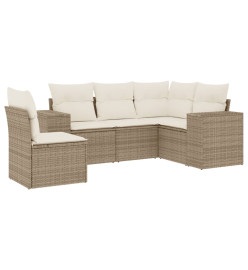 Salon de jardin avec coussins 5 pcs beige résine tressée