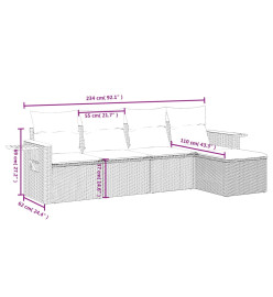 Salon de jardin avec coussins 5 pcs beige résine tressée