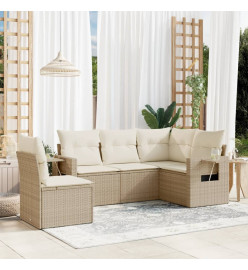 Salon de jardin avec coussins 5 pcs beige résine tressée