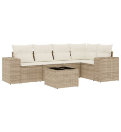 Salon de jardin avec coussins 6 pcs beige résine tressée