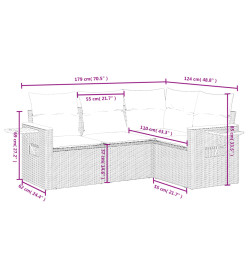Salon de jardin avec coussins 4 pcs beige résine tressée