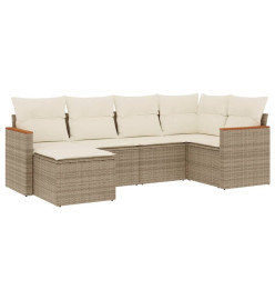 Salon de jardin avec coussins 6 pcs beige résine tressée