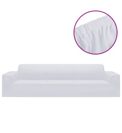 Housse extensible de canapé 4 places Blanc Jersey de polyester