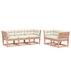 Salon de jardin 5 pcs avec coussins bois massif douglas