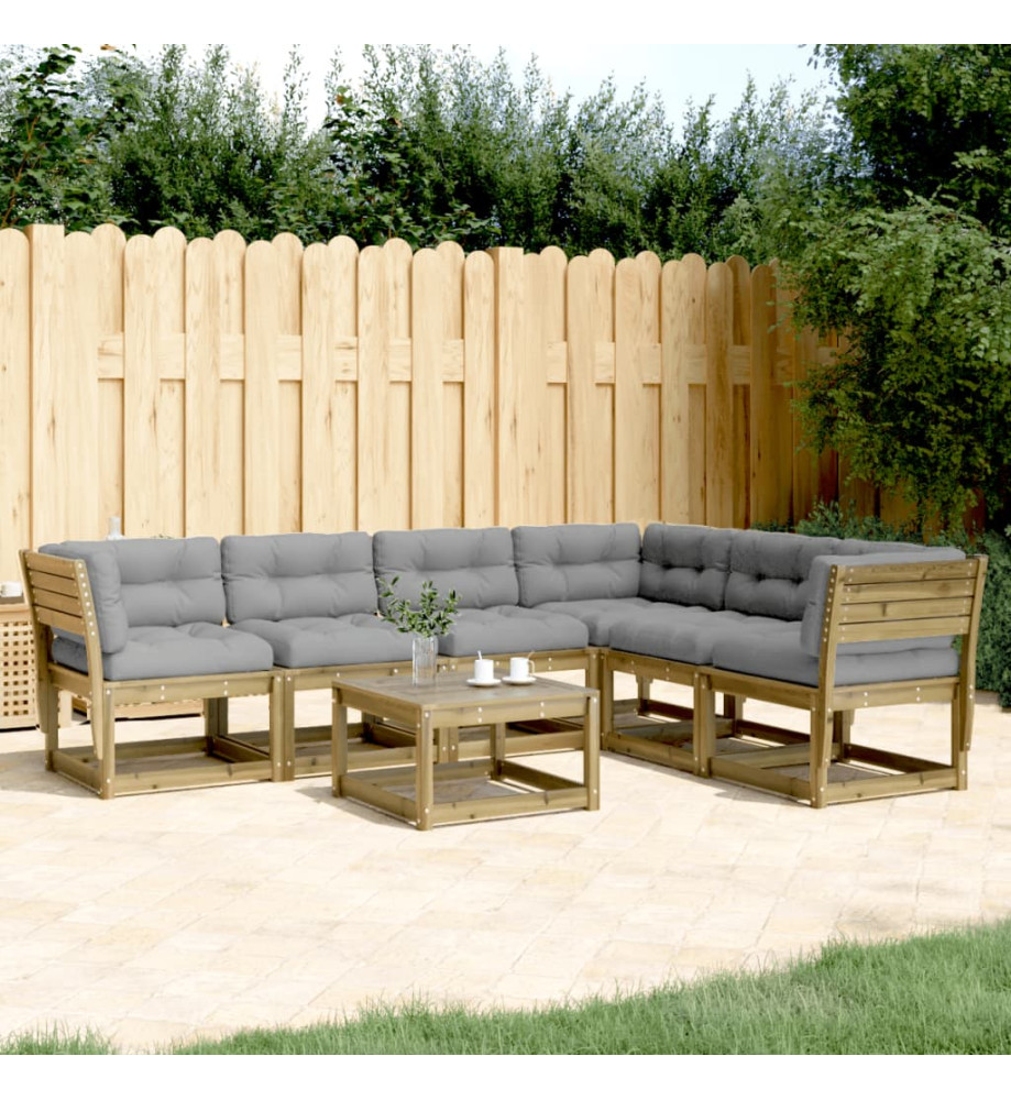 Salon de jardin 6 pcs avec coussins bois de pin imprégné Salon de jardin 6 pcs avec coussins bois de pin imprégné